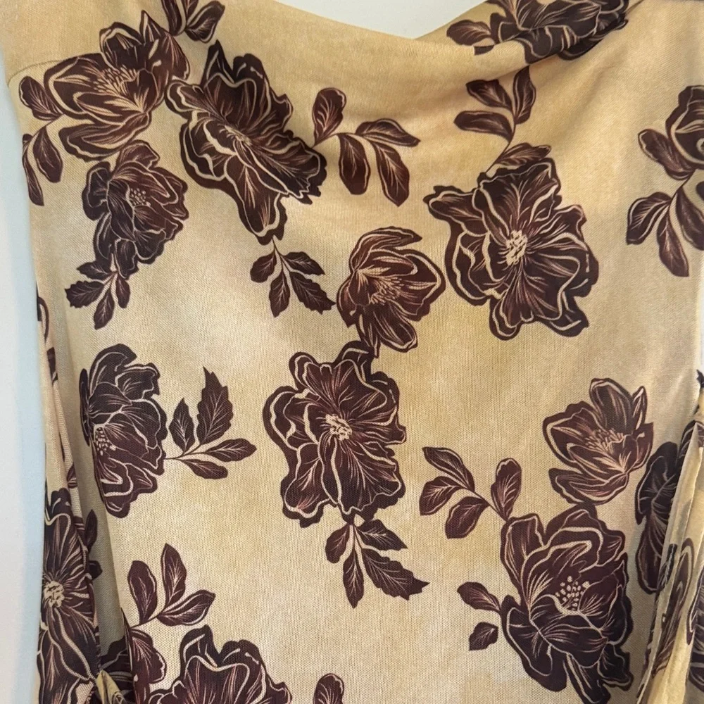 Bec & Bridge Floral Mini Dress in Cream and Brown - Picture 2 of 5